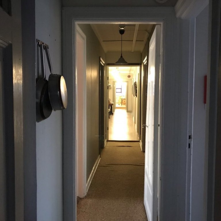 Hallway on the second floor (residency housing). Picture: Textile Center.