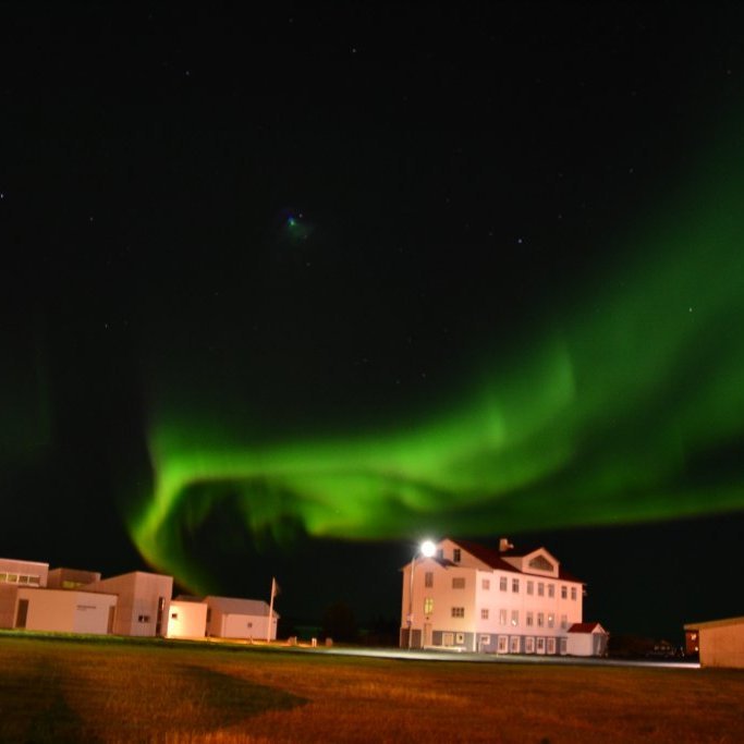 Northern Lights over Kvennaskólinn and the Textile Museum. Picture: Lars Györvari.