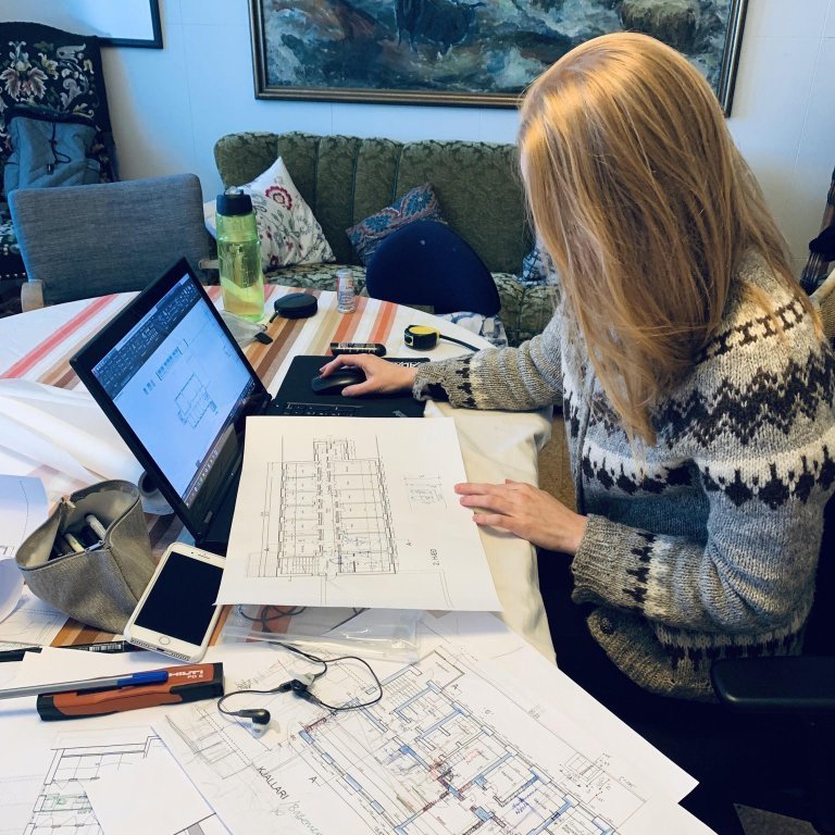 Architecture students from Listaháskóla Íslands, the Icelandic University of the Arts, staying at the residency in January 2020. Picture: Textile Center.