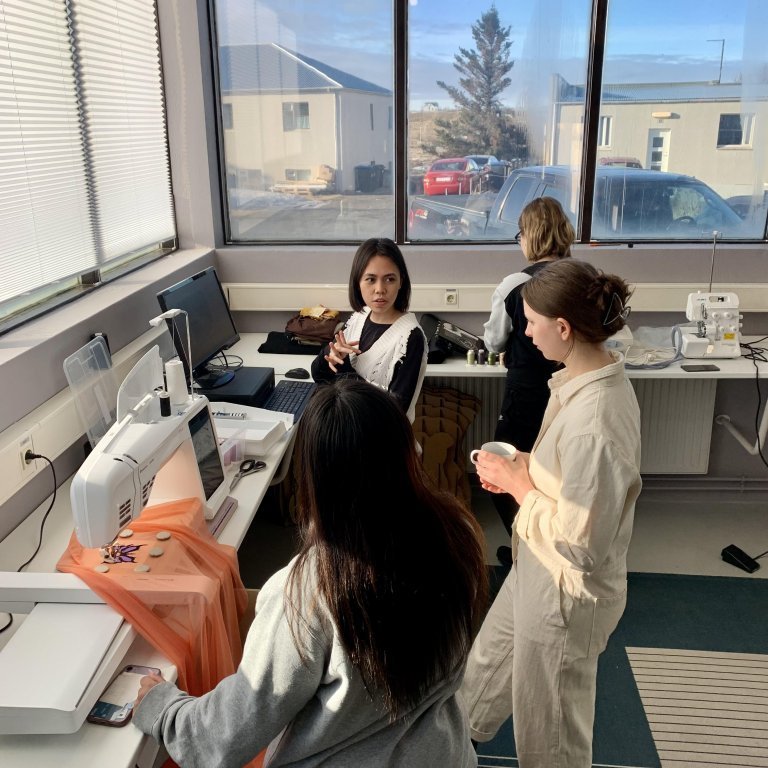 In March 2022, fashion design students from the Iceland University of the Arts stayed at the Textile Center for a week long study visit. Picture: Textile Center.