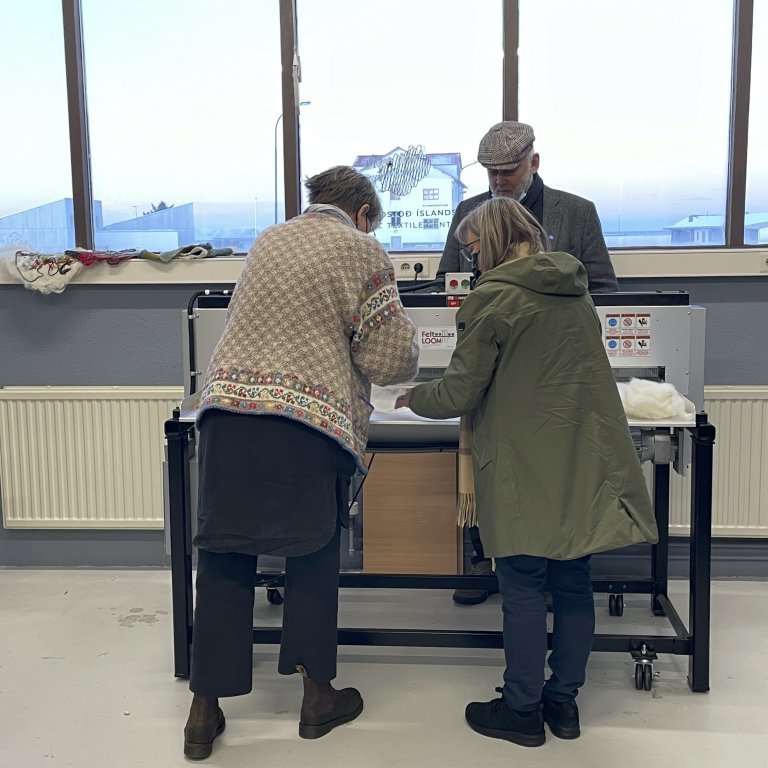 Teachers from the Akureyri Comprehensive College (VMA) visiting the TextileLab in December 2021. Picture: Textile Center