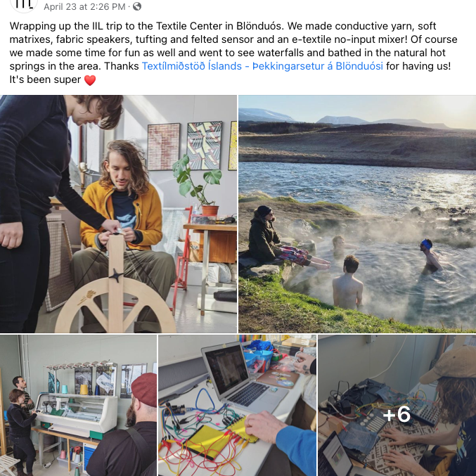 Intelligent Instrument Labs from Reykjavík came to the Textile Center in April 2023 to experiment and make conductive yarn, soft matrixes, fabric speakers, tufting and felted sensor and an e-textile no-input mixer in the Lab.