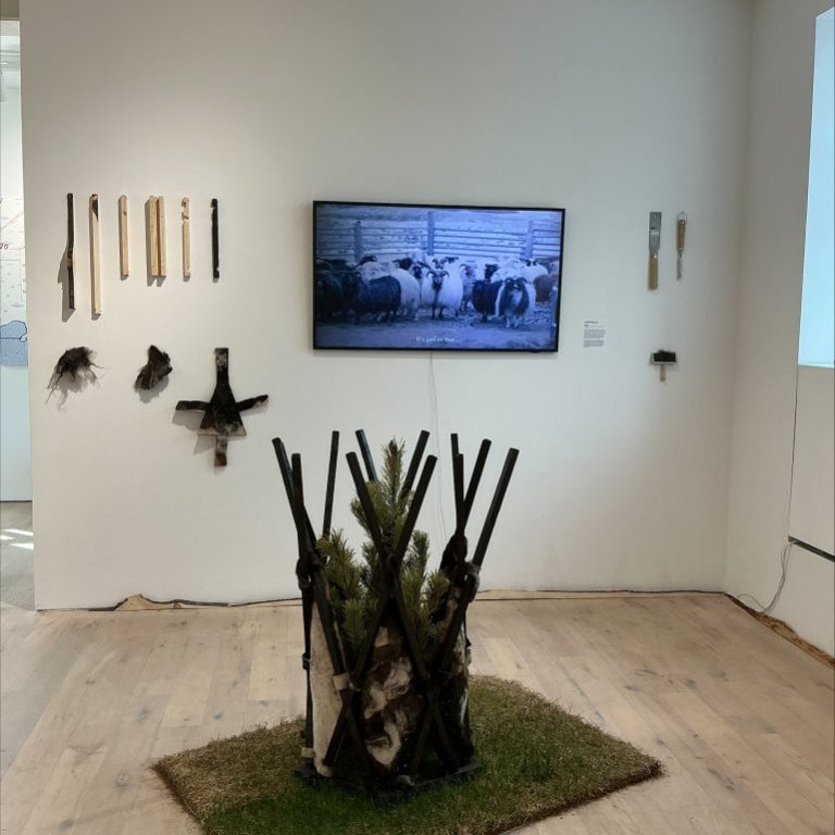 LHÍ graduation exhibit at Herma, Reykjavík, May 2026. Tumi Bjartur Valdimarsson worked with waste wool and the felt loom in our TextileLab to develop his final project 
