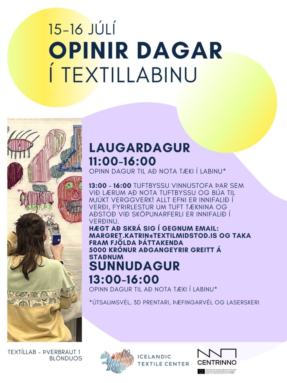 Opnir dagar & námskeið í TextílLab