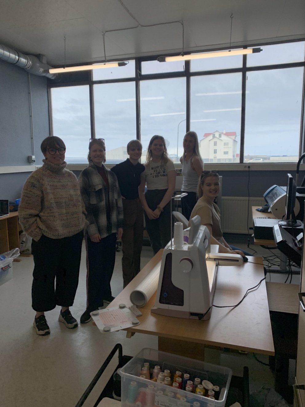 Nemendur úr VMA og Borghildur Ína kennari (lengst til vinstri).