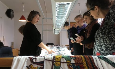 Embroidery workshop in Kvennaskólinn with members of Nordic Textile Art on April 1st, 2019. Picture:…