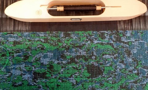 Image of work by Heidi Pietarinen woven on the Textile Center's Tc2 digital loom in March 2022.