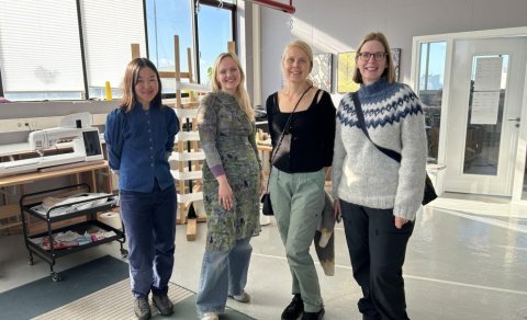 Heidi Barman-Geust and Ulrika Dahlberg (to the right); TextileLab manager Guðbjörg Thora Stefánsdótt…