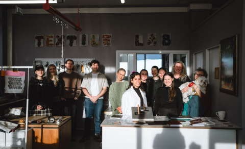 Workshop participants,  Dr. Sofia S.D. Poblete (center) and the Textile Center staff.