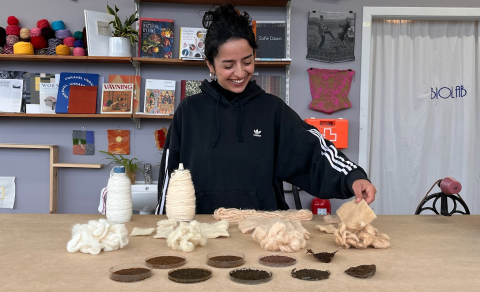 Bilge Turhan in the Textile Center's TextileLab.