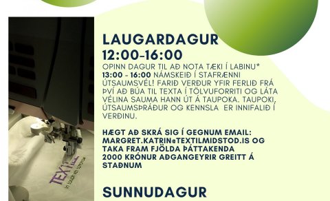 Opið hús og námskeið í TextílLab