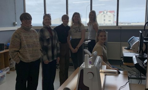 Nemendur úr VMA og Borghildur Ína kennari (lengst til vinstri).